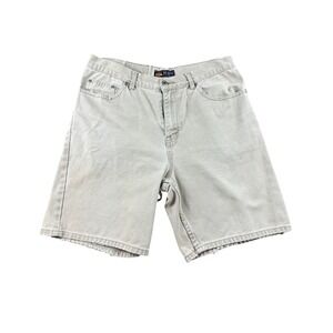 Vintage Route 66 Shorts Men 34 Beige Relaxed Fit Denim 100% Cotton Twill Raw Hem
